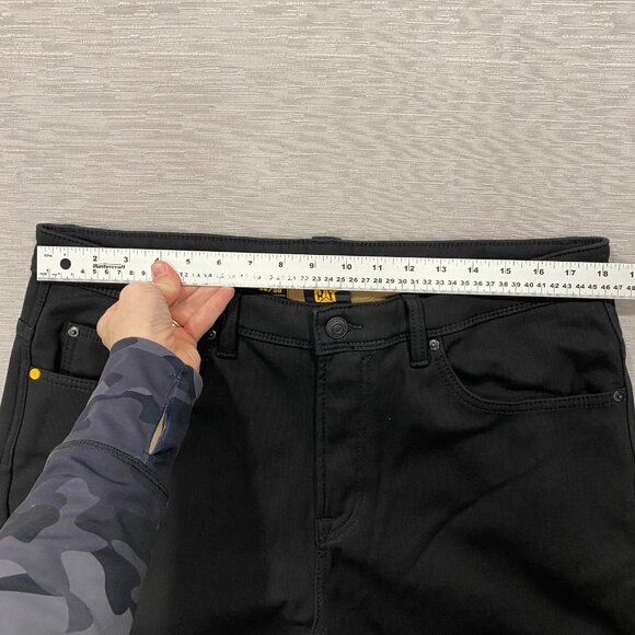 CAT Caterpillar Work Pants Mens 36 x 30 Black Canvas Fleece Lined Insulated - Picture 8 of 13